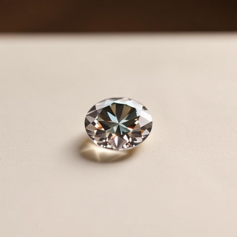 Three carat round brilliant colourless diamond on ivory parcel paper